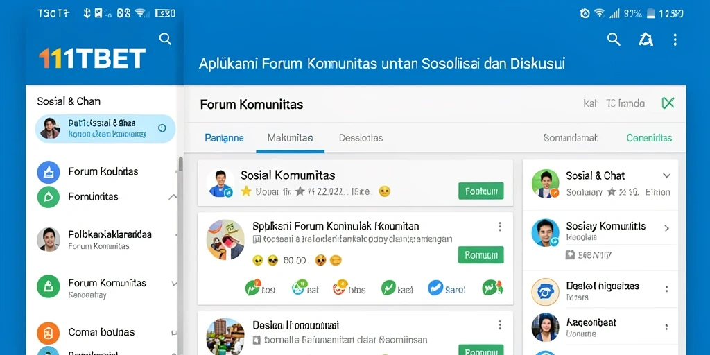 Antarmuka aplikasi 11TBET yang menarik untuk forum komunitas.