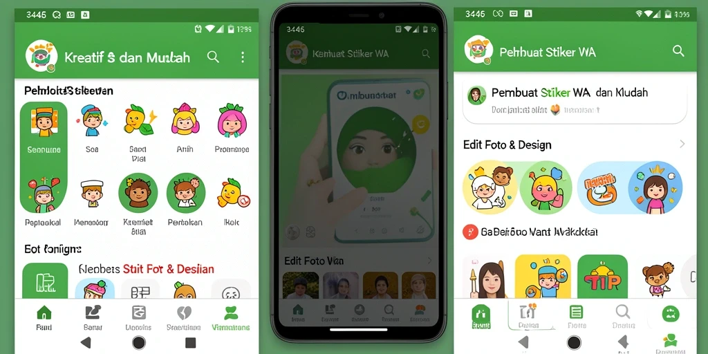 Antarmuka pengguna aplikasi Pembuat Stiker WA yang mudah digunakan.