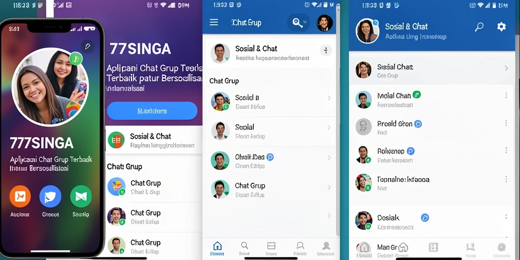 Antarmuka utama aplikasi 77SINGA untuk Chat Grup.