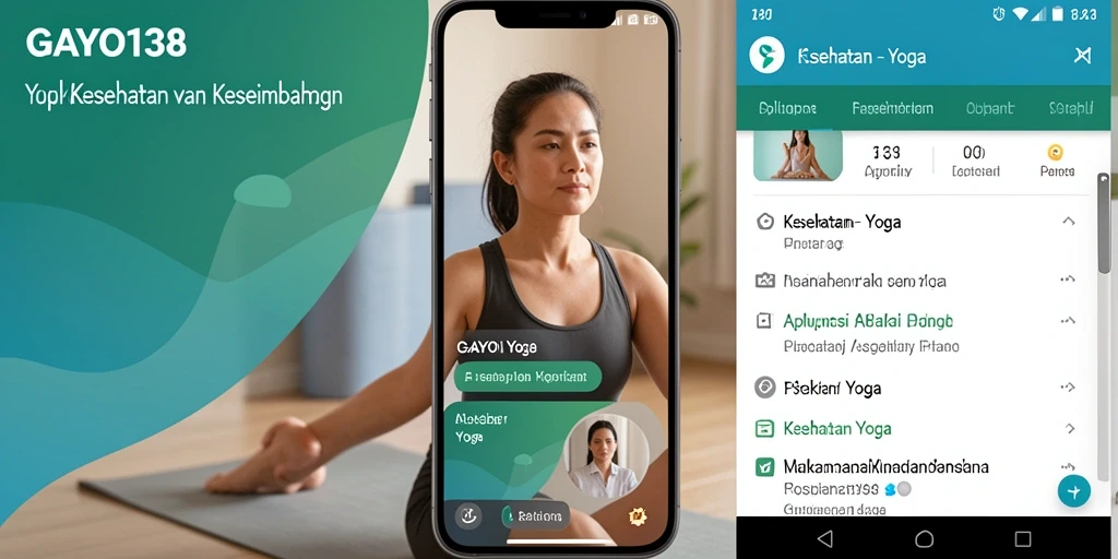 Antarmuka GAYO138 menampilkan berbagai latihan yoga dengan instruktur yang profesional.