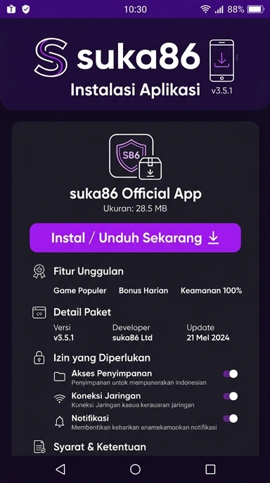 Tampilan halaman APK suka86