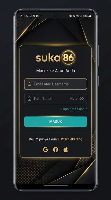 Tampilan halaman login suka86