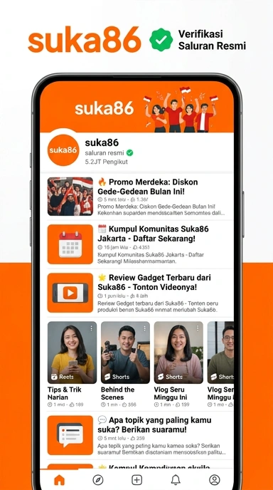 Tampilan kanal resmi suka86